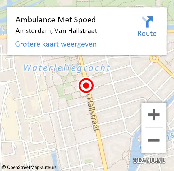 Locatie op kaart van de 112 melding: Ambulance Met Spoed Naar Amsterdam, Van Hallstraat op 22 mei 2018 02:05