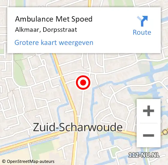 Locatie op kaart van de 112 melding: Ambulance Met Spoed Naar Alkmaar, Dorpsstraat op 22 mei 2018 02:06