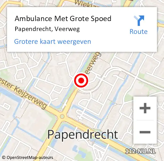 Locatie op kaart van de 112 melding: Ambulance Met Grote Spoed Naar Papendrecht, Veerweg op 22 mei 2018 02:11