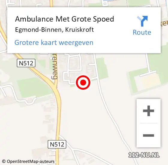 Locatie op kaart van de 112 melding: Ambulance Met Grote Spoed Naar Egmond-Binnen, Kruiskroft op 22 mei 2018 02:13