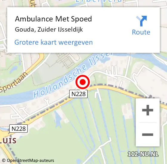 Locatie op kaart van de 112 melding: Ambulance Met Spoed Naar Gouda, Zuider IJsseldijk op 22 mei 2018 02:14