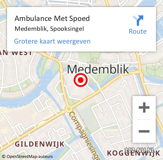 Locatie op kaart van de 112 melding: Ambulance Met Spoed Naar Medemblik, Spooksingel op 22 mei 2018 03:10