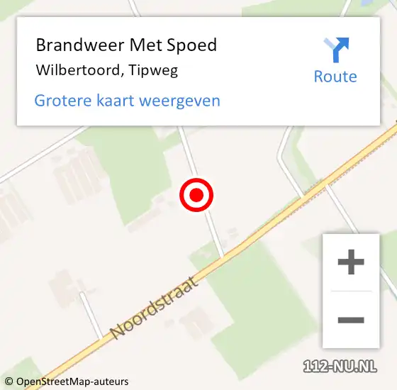 Locatie op kaart van de 112 melding: Brandweer Met Spoed Naar Wilbertoord, Tipweg op 22 mei 2018 03:35