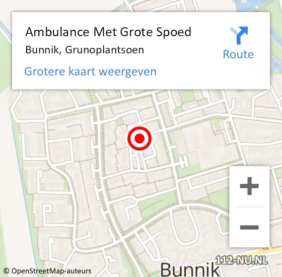 Locatie op kaart van de 112 melding: Ambulance Met Grote Spoed Naar Bunnik, Grunoplantsoen op 22 mei 2018 03:55