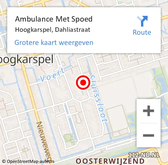 Locatie op kaart van de 112 melding: Ambulance Met Spoed Naar Hoogkarspel, Dahliastraat op 22 mei 2018 05:25