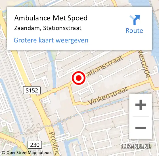 Locatie op kaart van de 112 melding: Ambulance Met Spoed Naar Zaandam, Stationsstraat op 22 mei 2018 05:39