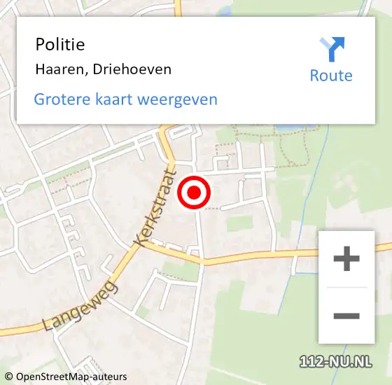 Locatie op kaart van de 112 melding: Politie Haaren, Driehoeven op 22 mei 2018 07:32