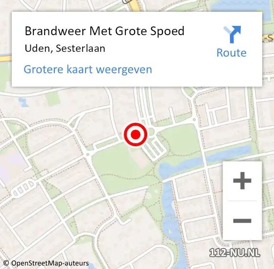 Locatie op kaart van de 112 melding: Brandweer Met Grote Spoed Naar Uden, Sesterlaan op 22 mei 2018 07:54