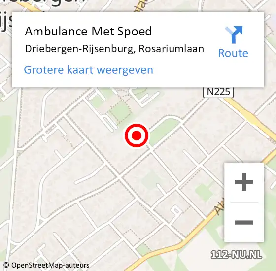 Locatie op kaart van de 112 melding: Ambulance Met Spoed Naar Driebergen-Rijsenburg, Rosariumlaan op 22 mei 2018 07:57