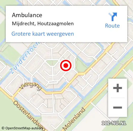 Locatie op kaart van de 112 melding: Ambulance Mijdrecht, Houtzaagmolen op 22 mei 2018 08:24