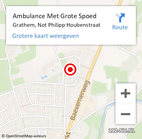 Locatie op kaart van de 112 melding: Ambulance Met Grote Spoed Naar Grathem, Not Philipp Houbenstraat op 22 mei 2018 08:37