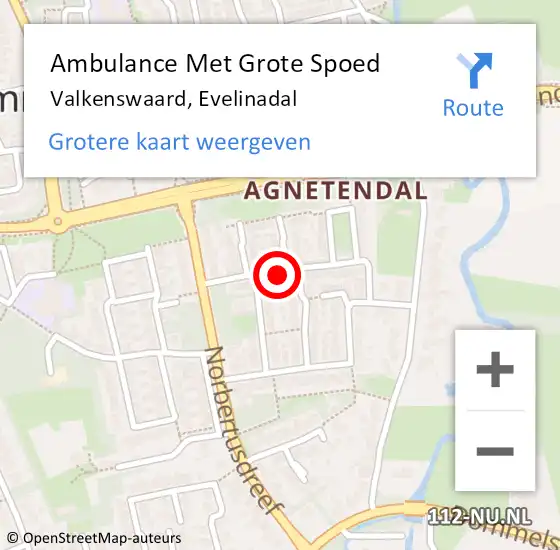 Locatie op kaart van de 112 melding: Ambulance Met Grote Spoed Naar Valkenswaard, Evelinadal op 22 mei 2018 09:39