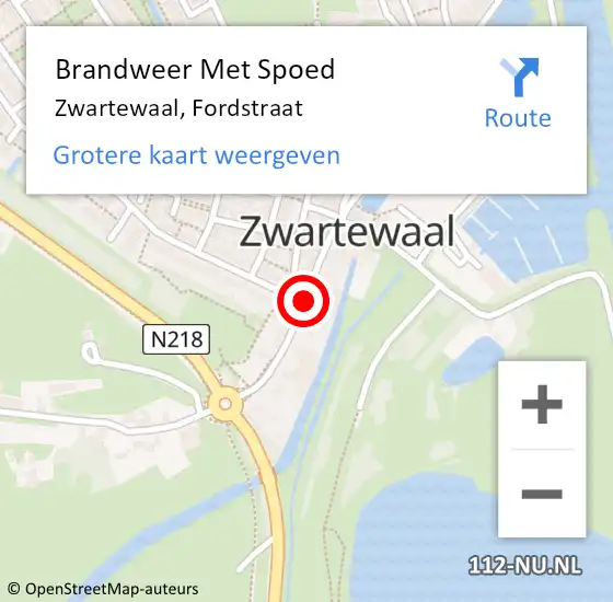 Locatie op kaart van de 112 melding: Brandweer Met Spoed Naar Zwartewaal, Fordstraat op 22 mei 2018 09:44