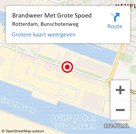 Locatie op kaart van de 112 melding: Brandweer Met Grote Spoed Naar Rotterdam, Bunschotenweg op 22 mei 2018 09:45
