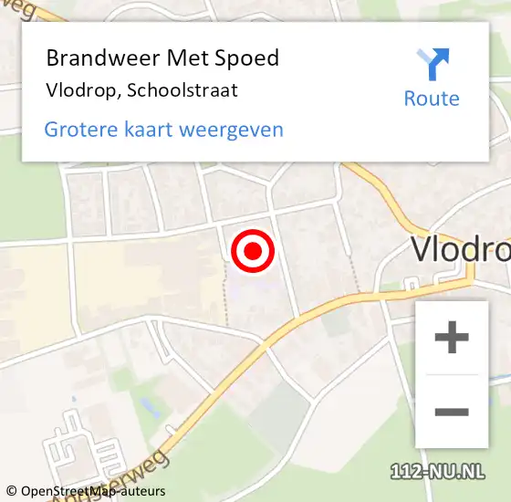 Locatie op kaart van de 112 melding: Brandweer Met Spoed Naar Vlodrop, Schoolstraat op 22 mei 2018 10:30