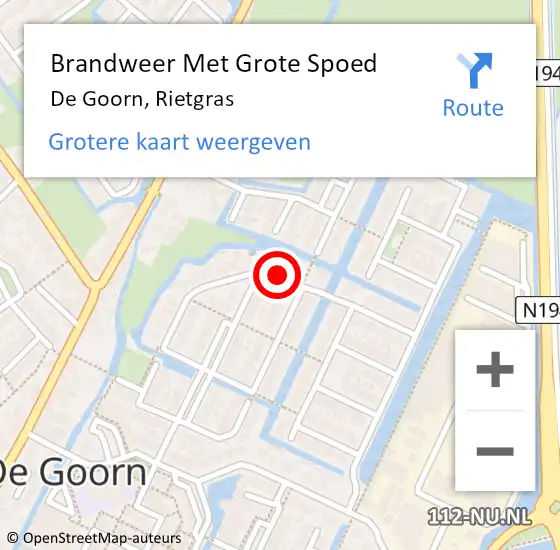 Locatie op kaart van de 112 melding: Brandweer Met Grote Spoed Naar De Goorn, Rietgras op 22 mei 2018 10:56