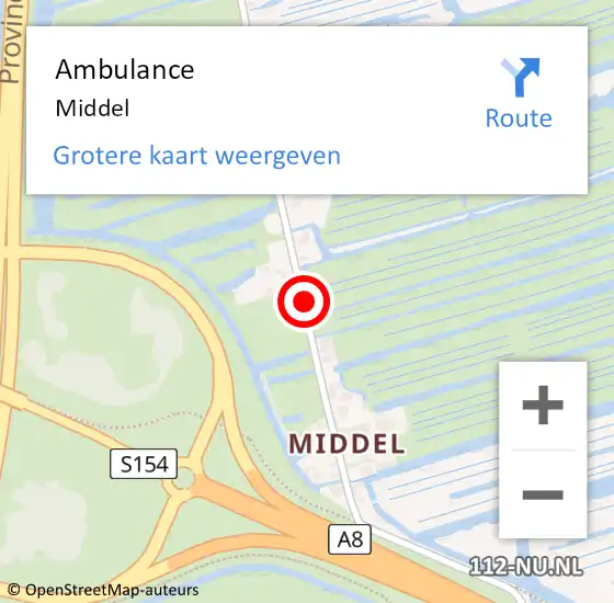 Locatie op kaart van de 112 melding: Ambulance Middel op 22 mei 2018 11:08