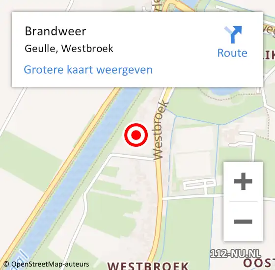 Locatie op kaart van de 112 melding: Brandweer Geulle, Westbroek op 25 februari 2014 11:08