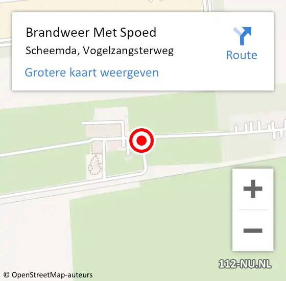 Locatie op kaart van de 112 melding: Brandweer Met Spoed Naar Scheemda, Vogelzangsterweg op 22 mei 2018 11:35