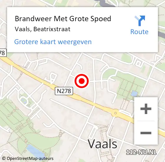 Locatie op kaart van de 112 melding: Brandweer Met Grote Spoed Naar Vaals, Beatrixstraat op 22 mei 2018 11:46