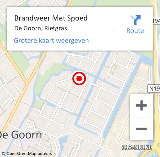 Locatie op kaart van de 112 melding: Brandweer Met Spoed Naar De Goorn, Rietgras op 22 mei 2018 11:49