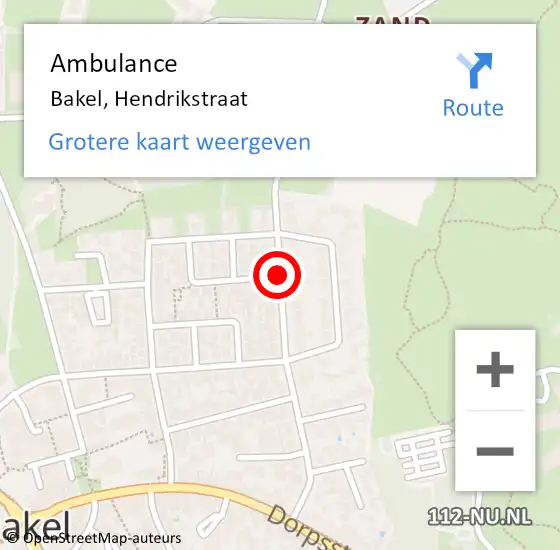Locatie op kaart van de 112 melding: Ambulance Bakel, Hendrikstraat op 22 mei 2018 12:15