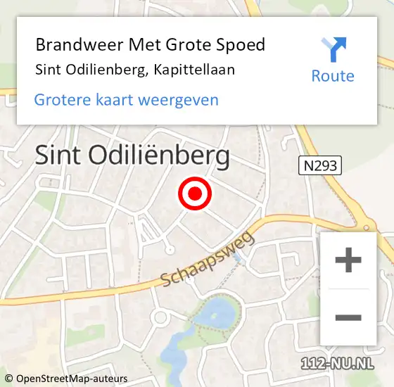 Locatie op kaart van de 112 melding: Brandweer Met Grote Spoed Naar Sint Odilienberg, Kapittellaan op 22 mei 2018 12:21