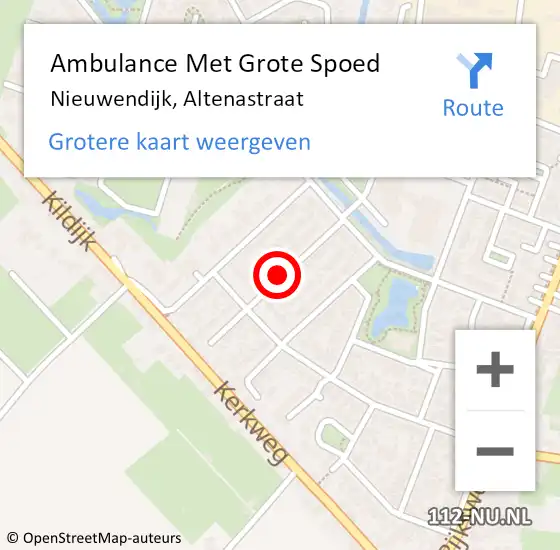 Locatie op kaart van de 112 melding: Ambulance Met Grote Spoed Naar Nieuwendijk, Altenastraat op 22 mei 2018 13:04