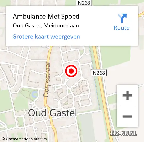 Locatie op kaart van de 112 melding: Ambulance Met Spoed Naar Oud Gastel, Meidoornlaan op 22 mei 2018 14:03