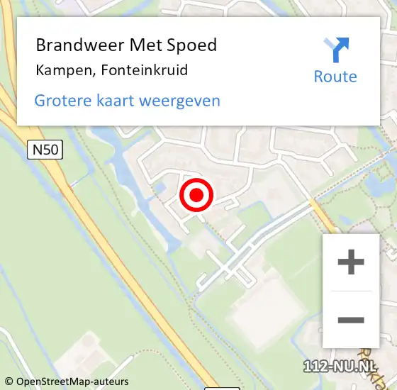 Locatie op kaart van de 112 melding: Brandweer Met Spoed Naar Kampen, Fonteinkruid op 22 mei 2018 14:08