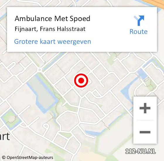 Locatie op kaart van de 112 melding: Ambulance Met Spoed Naar Fijnaart, Frans Halsstraat op 22 mei 2018 14:26