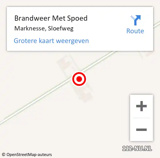 Locatie op kaart van de 112 melding: Brandweer Met Spoed Naar Marknesse, Sloefweg op 22 mei 2018 14:38