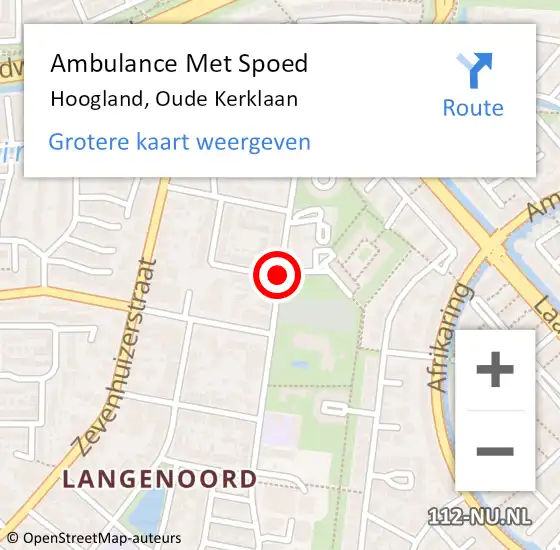 Locatie op kaart van de 112 melding: Ambulance Met Spoed Naar Hoogland, Oude Kerklaan op 22 mei 2018 14:59