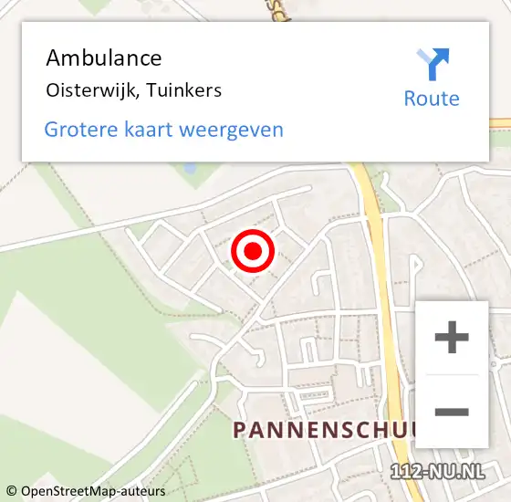 Locatie op kaart van de 112 melding: Ambulance Oisterwijk, Tuinkers op 22 mei 2018 15:08