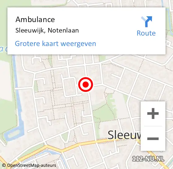 Locatie op kaart van de 112 melding: Ambulance Sleeuwijk, Notenlaan op 22 mei 2018 15:09
