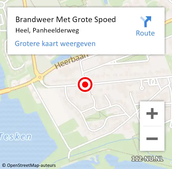 Locatie op kaart van de 112 melding: Brandweer Met Grote Spoed Naar Heel, Panheelderweg op 22 mei 2018 15:23