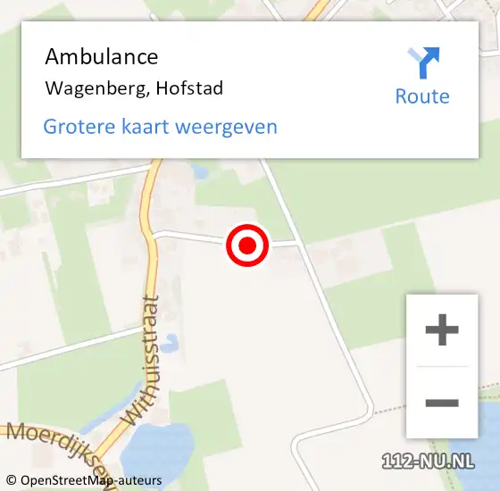 Locatie op kaart van de 112 melding: Ambulance Wagenberg, Hofstad op 22 mei 2018 15:39