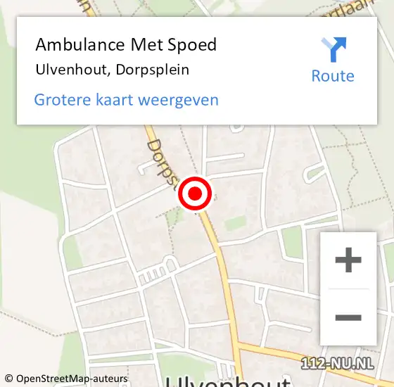 Locatie op kaart van de 112 melding: Ambulance Met Spoed Naar Ulvenhout, Dorpsplein op 22 mei 2018 15:43