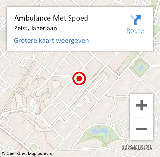 Locatie op kaart van de 112 melding: Ambulance Met Spoed Naar Zeist, Jagerlaan op 22 mei 2018 15:58