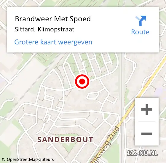 Locatie op kaart van de 112 melding: Brandweer Met Spoed Naar Sittard, Klimopstraat op 22 mei 2018 16:06