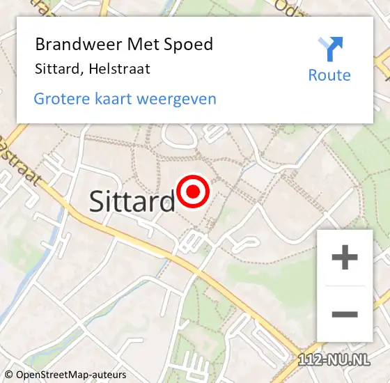 Locatie op kaart van de 112 melding: Brandweer Met Spoed Naar Sittard, Helstraat op 22 mei 2018 16:11