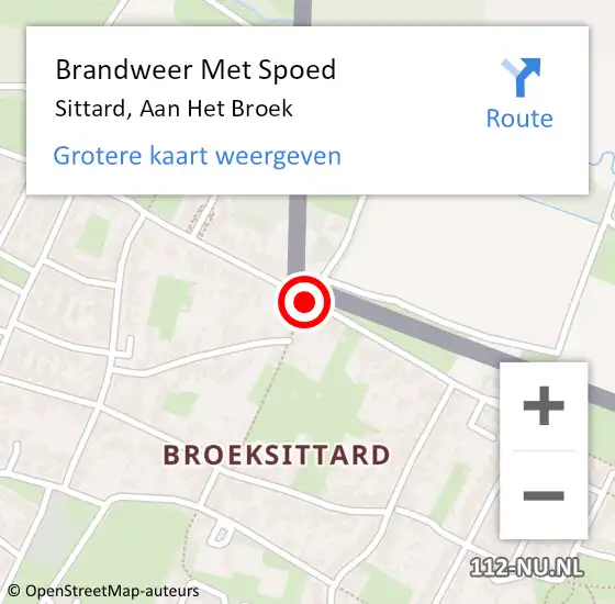 Locatie op kaart van de 112 melding: Brandweer Met Spoed Naar Sittard, Aan Het Broek op 22 mei 2018 16:21