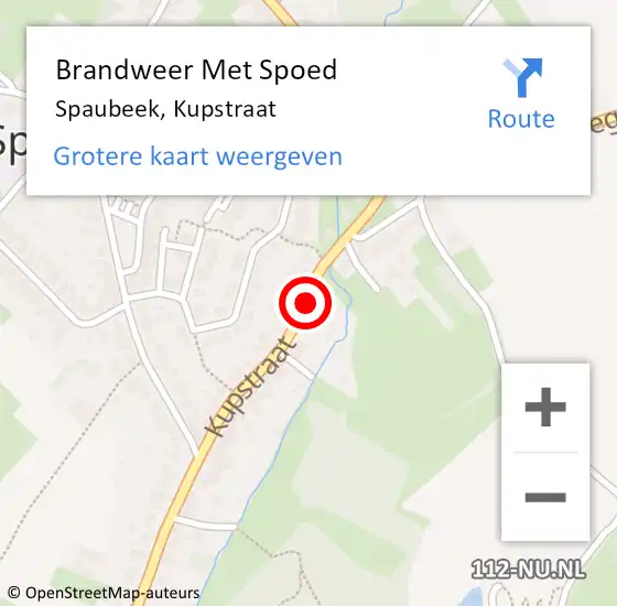 Locatie op kaart van de 112 melding: Brandweer Met Spoed Naar Spaubeek, Kupstraat op 22 mei 2018 16:27