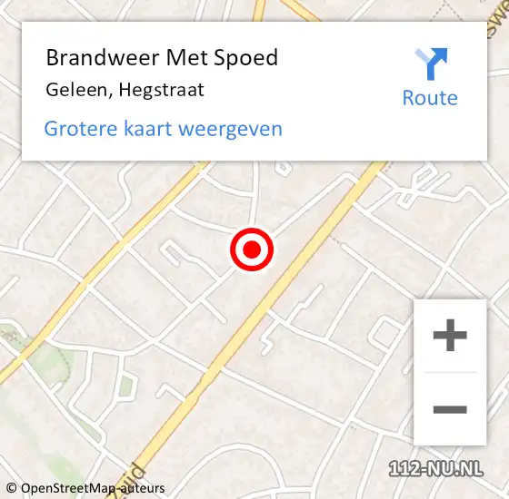 Locatie op kaart van de 112 melding: Brandweer Met Spoed Naar Geleen, Hegstraat op 22 mei 2018 16:29