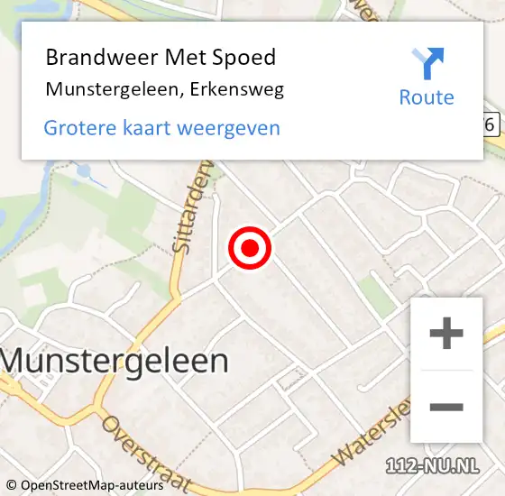 Locatie op kaart van de 112 melding: Brandweer Met Spoed Naar Munstergeleen, Erkensweg op 22 mei 2018 16:32