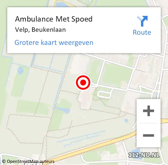 Locatie op kaart van de 112 melding: Ambulance Met Spoed Naar Velp, Beukenlaan op 22 mei 2018 16:39