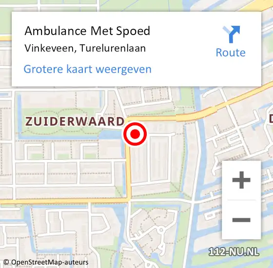 Locatie op kaart van de 112 melding: Ambulance Met Spoed Naar Vinkeveen, Turelurenlaan op 22 mei 2018 16:50