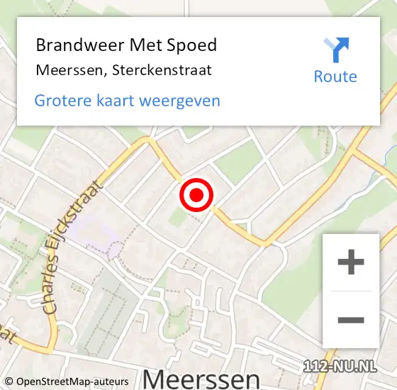 Locatie op kaart van de 112 melding: Brandweer Met Spoed Naar Meerssen, Sterckenstraat op 22 mei 2018 17:09