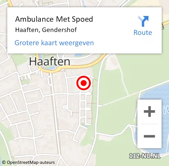 Locatie op kaart van de 112 melding: Ambulance Met Spoed Naar Haaften, Gendershof op 22 mei 2018 17:24