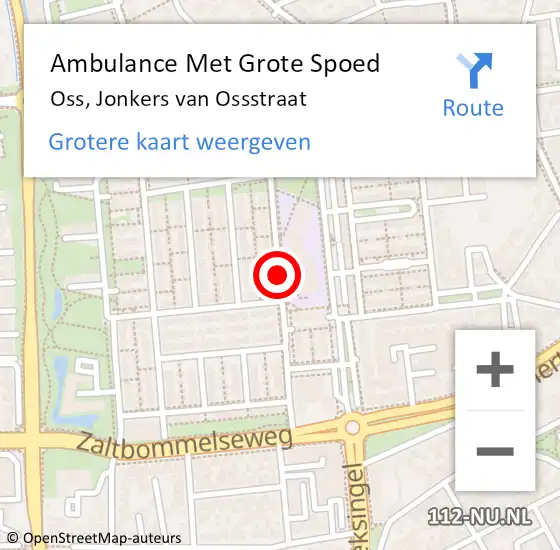 Locatie op kaart van de 112 melding: Ambulance Met Grote Spoed Naar Oss, Jonkers van Ossstraat op 22 mei 2018 17:24